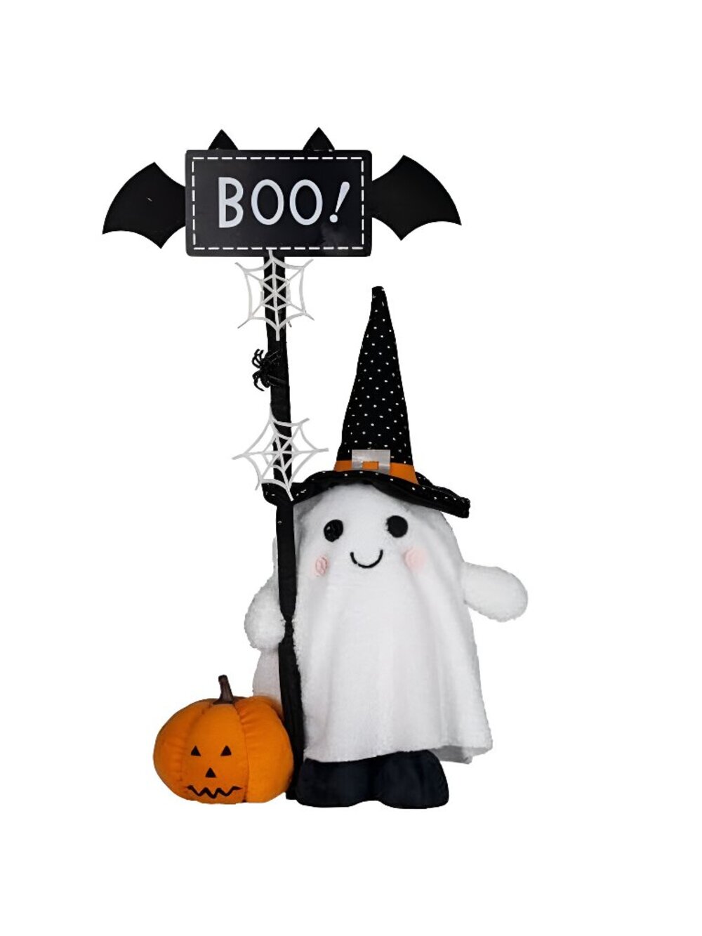 Standing Halloween Ghost Plush Decor with Adjustable Sign&Pumpkin